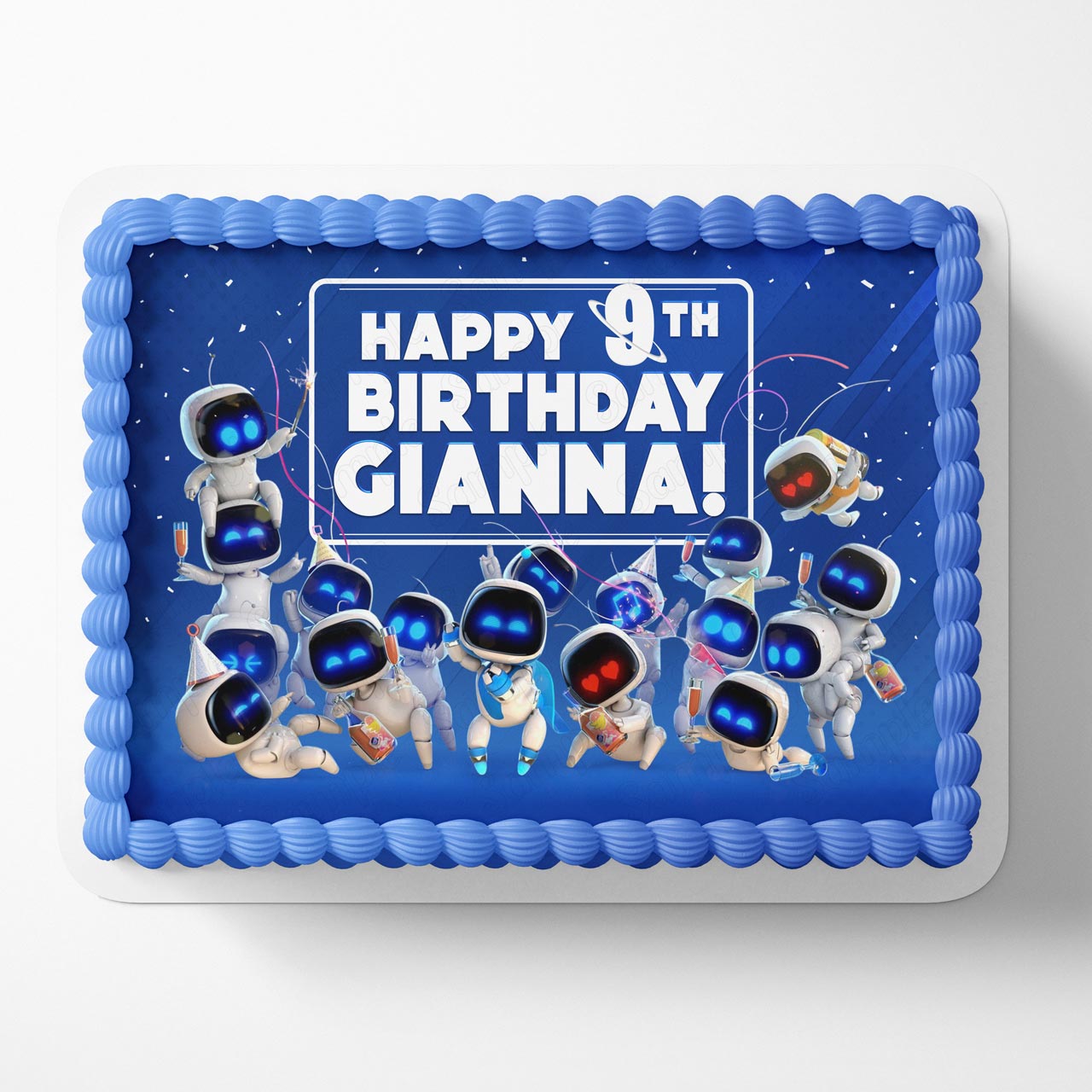 Personalised Astro Boy Bot Birthday Cake Topper - Custom Name & Age, Cardstock, 5 Inch