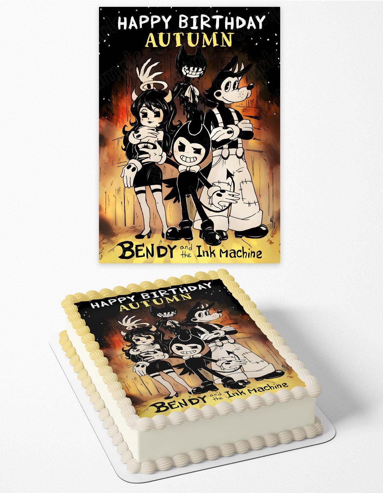 EDIBLE Bendy Ink Machine Wafer Circle Cake Topper Decoration Image 7.5 (uncut