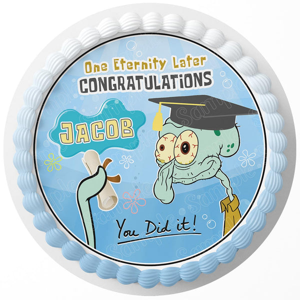 Graduation Squidward Spongebob Meme One Eternity Later Rd Edible Cake Toppers Round