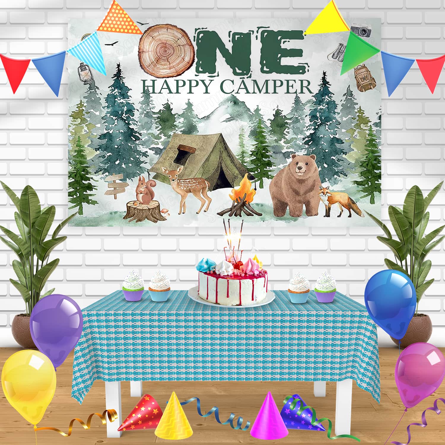 happy camper tent One Happy Camper Camping Adventure Forest Tent Campfire Bn Birthday Ba – Ediblecaketopper