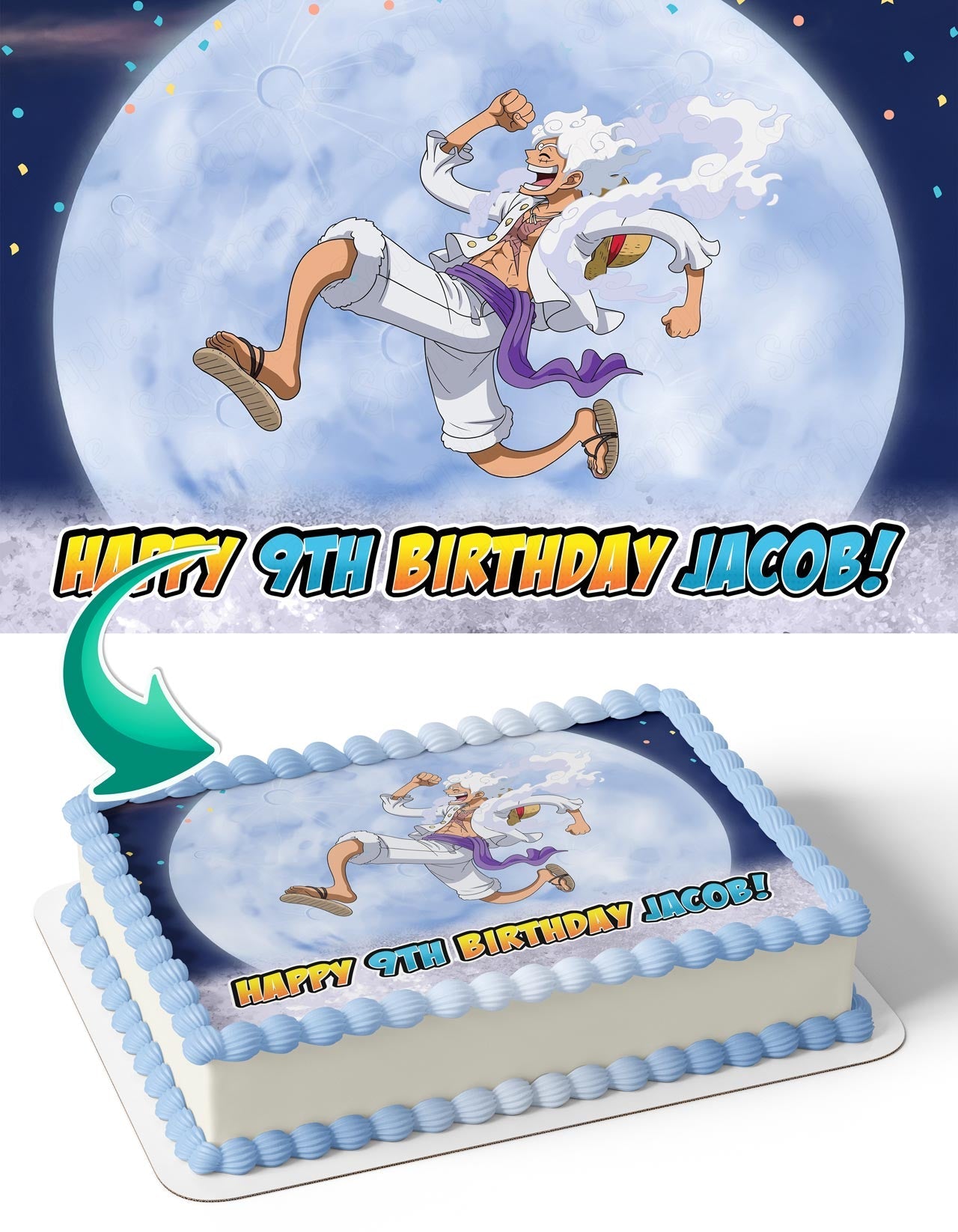 luffy gear 5 manga One Piece Monkey D Luffy Gear 5 Manga Edible Cake Toppers – Ediblecaketopper