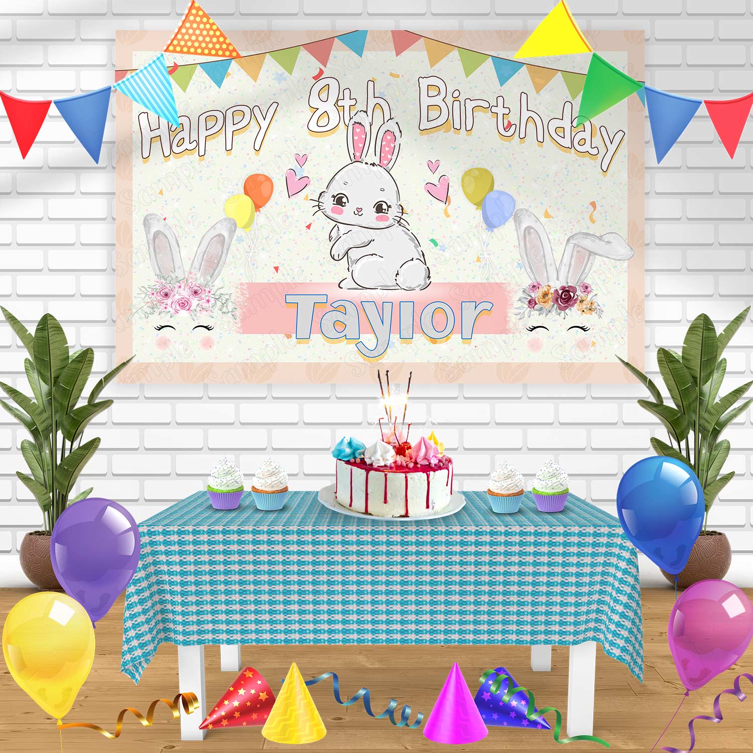 Big Sister Bunny Egg Custom Easter Birthday Backdrop
