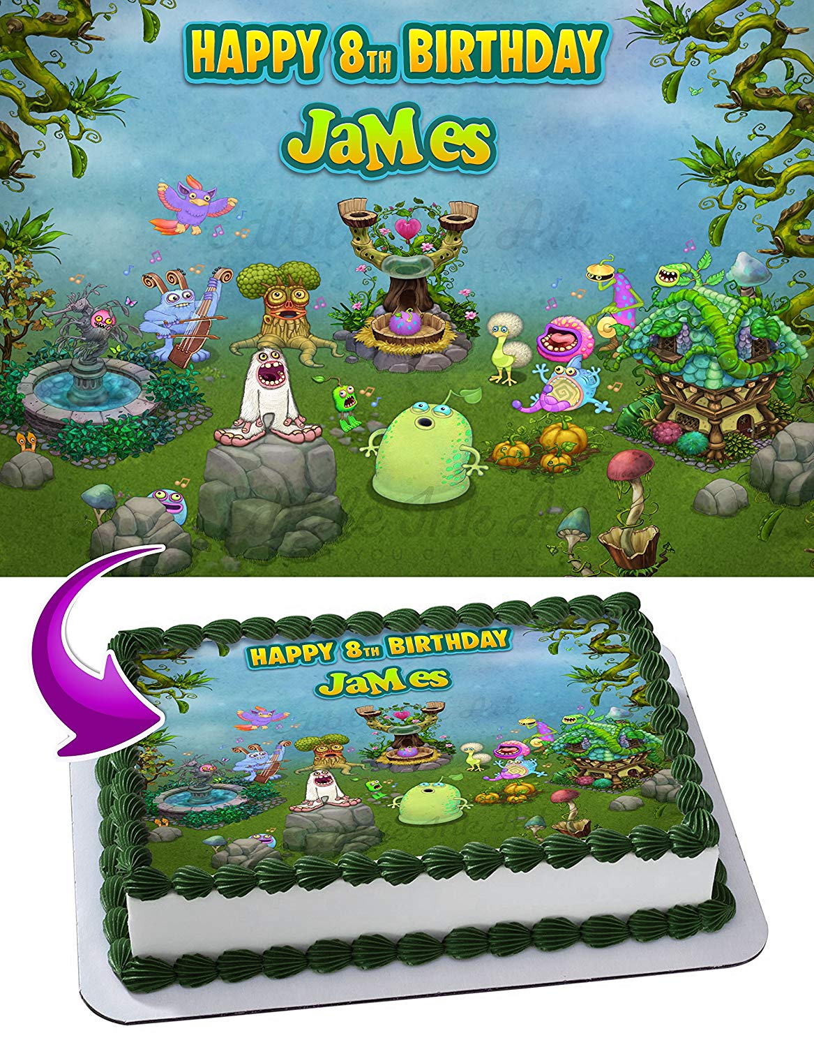 my singing monsters cake topper My Singing Monsters Edible Image Cake Topper Personalized Birthday Sheet Decoration Custom Party Frosting Transfer Fondant