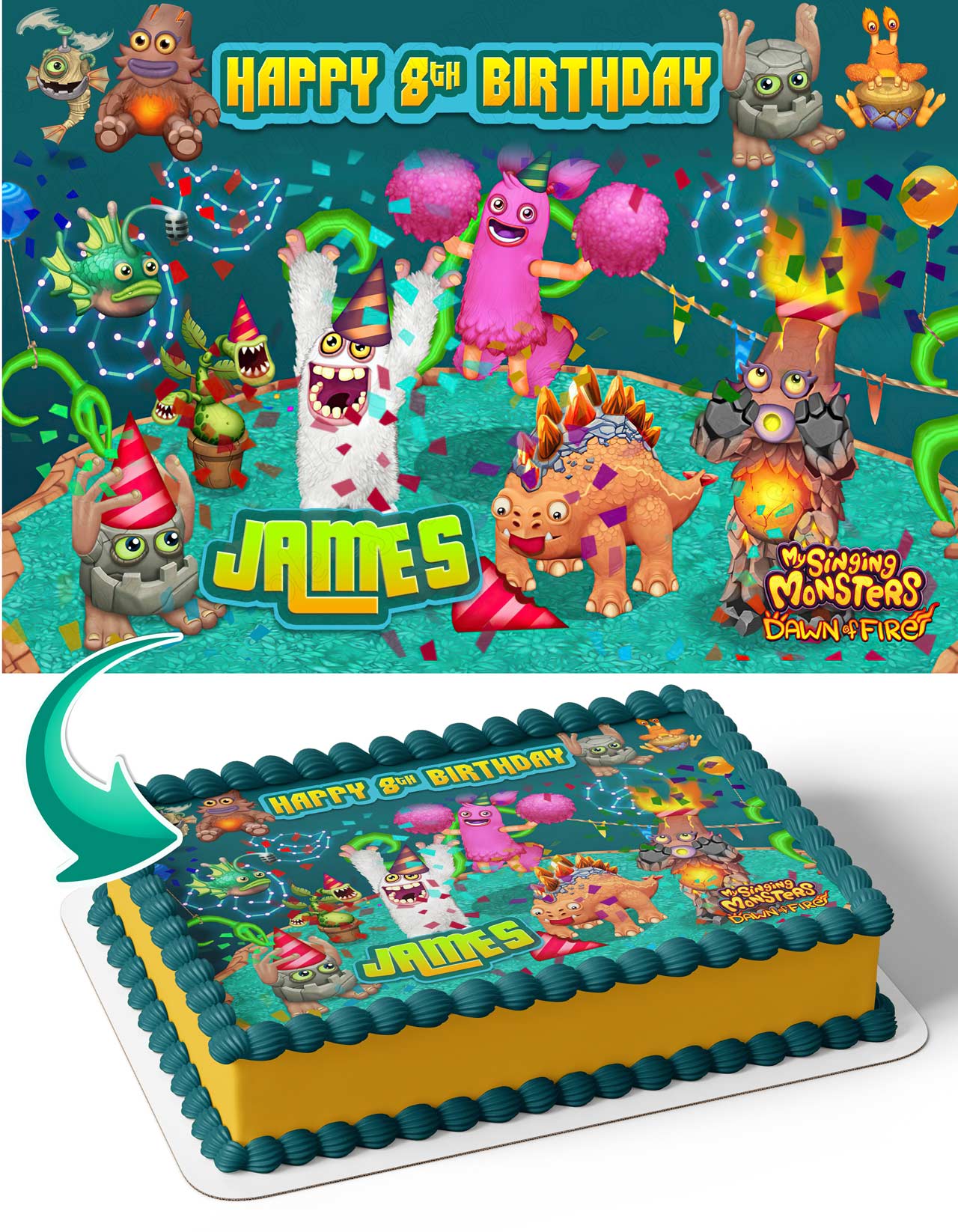 my singing monsters cake topper My Singing Monsters Dawn of Fire Edible Image Cake Topper Personalized Birthday Sheet Decoration Custom Party Frosting Transfer Fondant