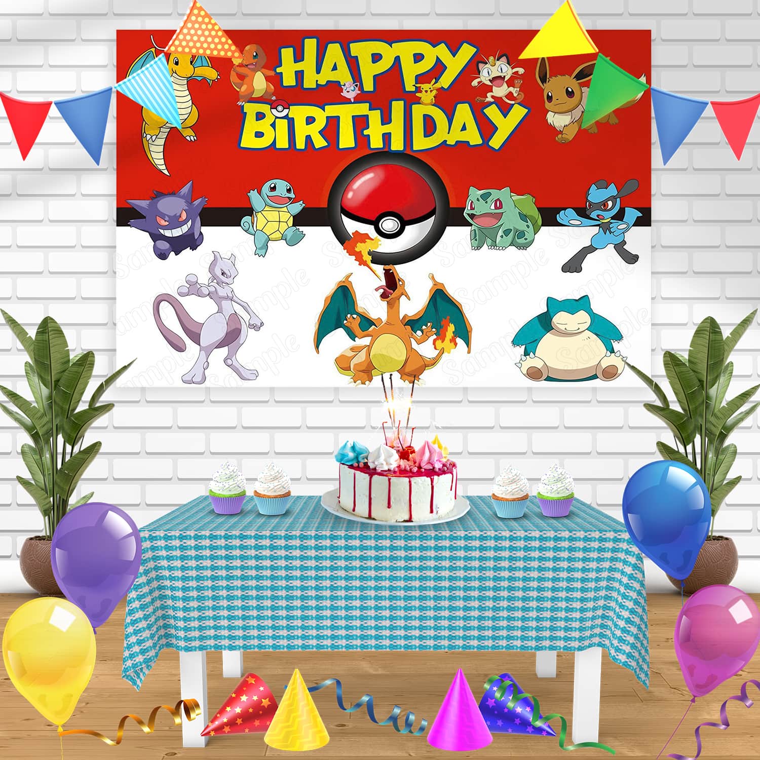pokemon birthday card ideas Pokemon Anime Cards RW Bn Birthday Banner Personalized Party Backdrop – Ediblecaketopper