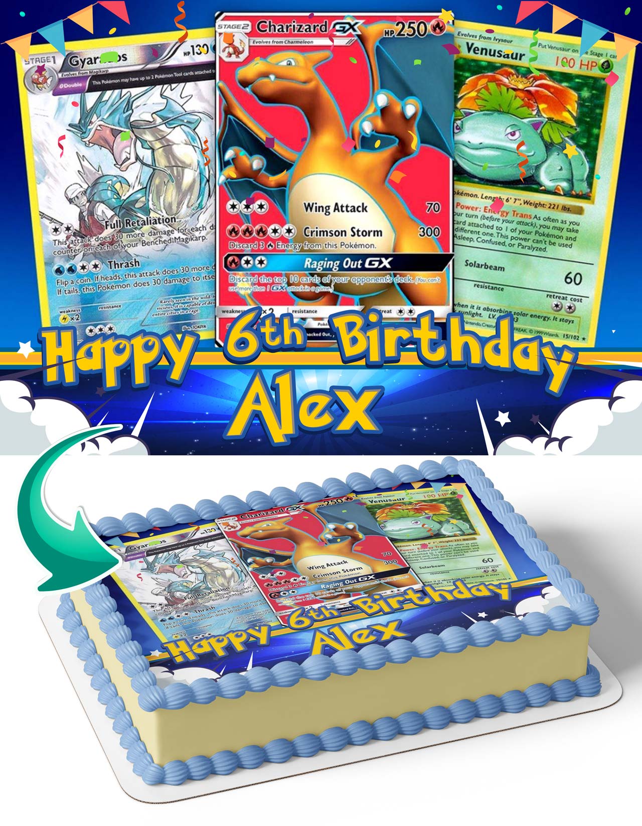pokemon card cake Pokemon Cards Edible Image Cake Topper Birthday Sheet Decoration Custom