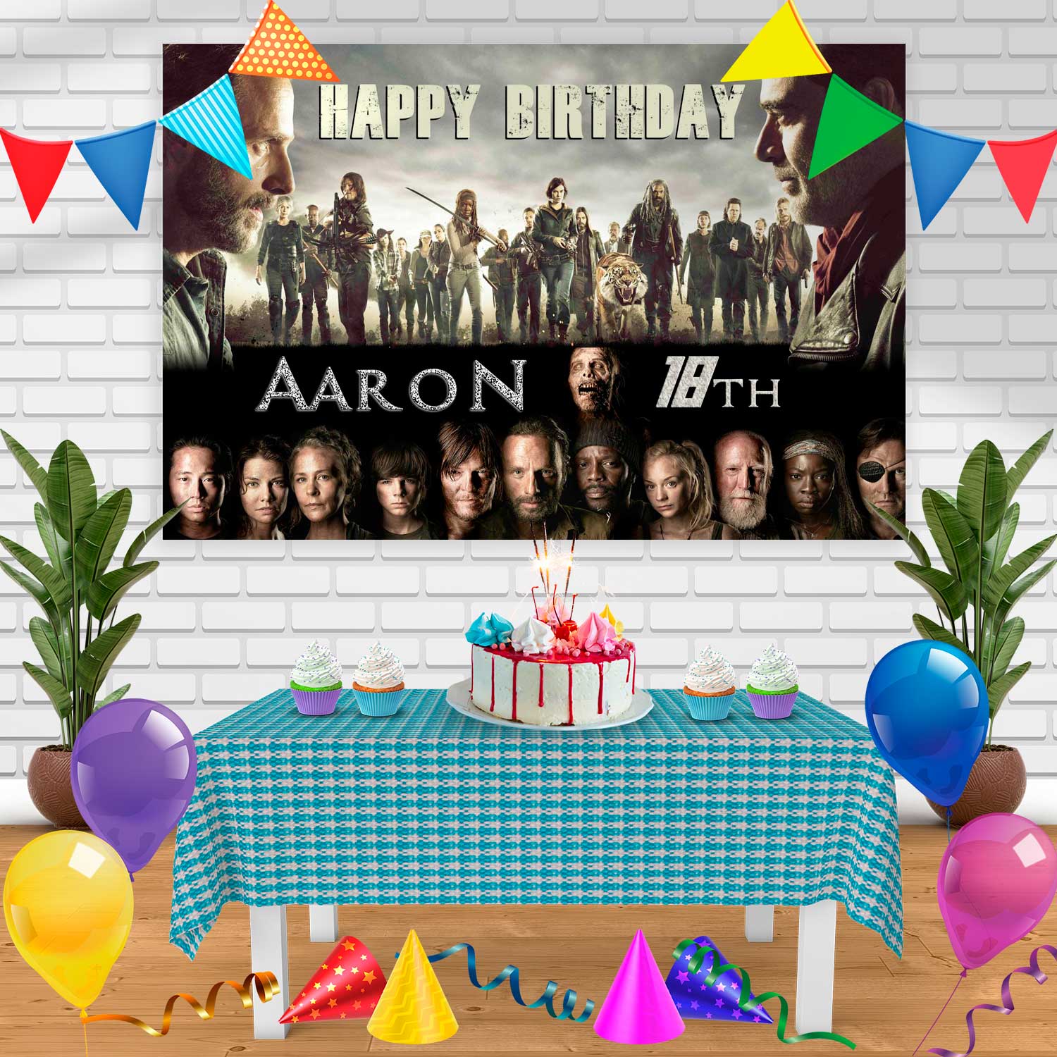 The Walking Dead Birthday Banner Personalized Party Backdrop Decoratio