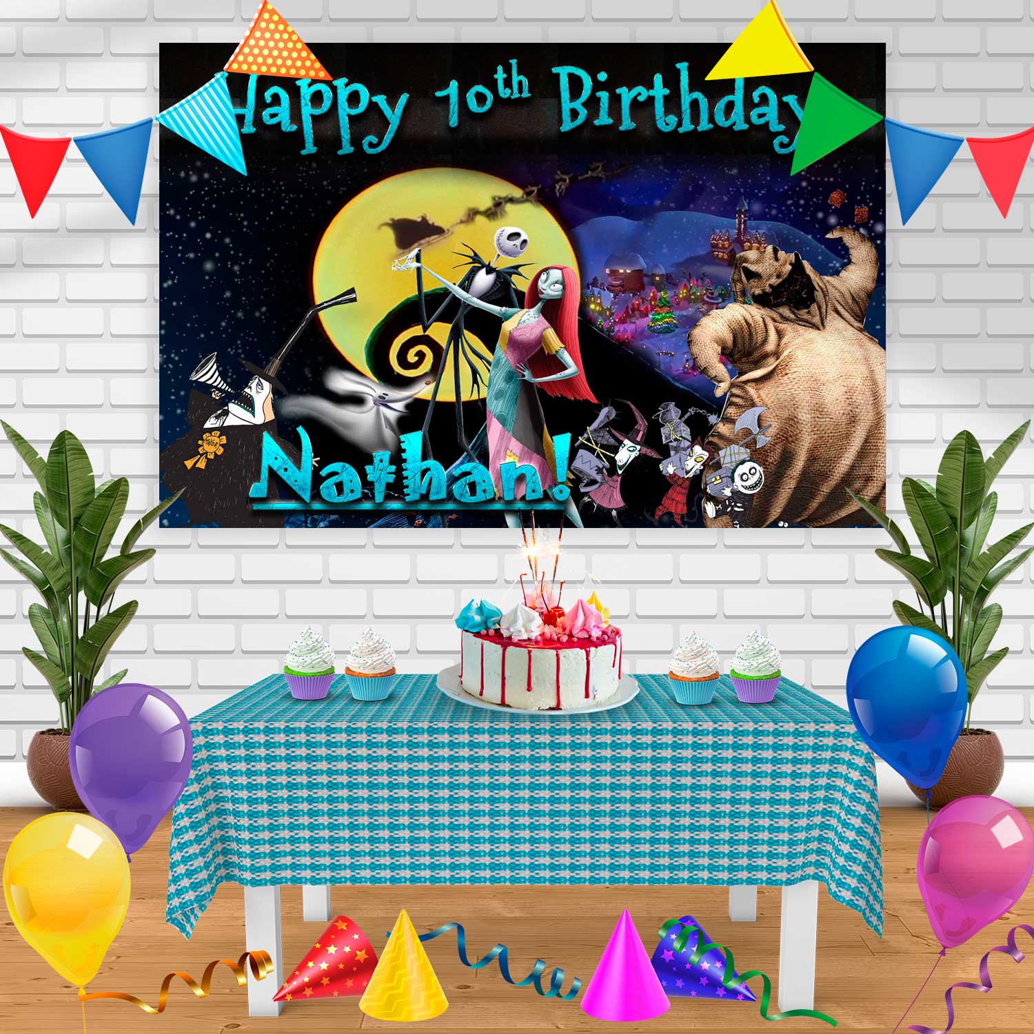 Nightmare Before Christmas Copertura per porta di Halloween Portico Cartello Banner Jack Skellington Sally Zero Oogie Boogie Decorazioni e forniture di Halloween per la casa