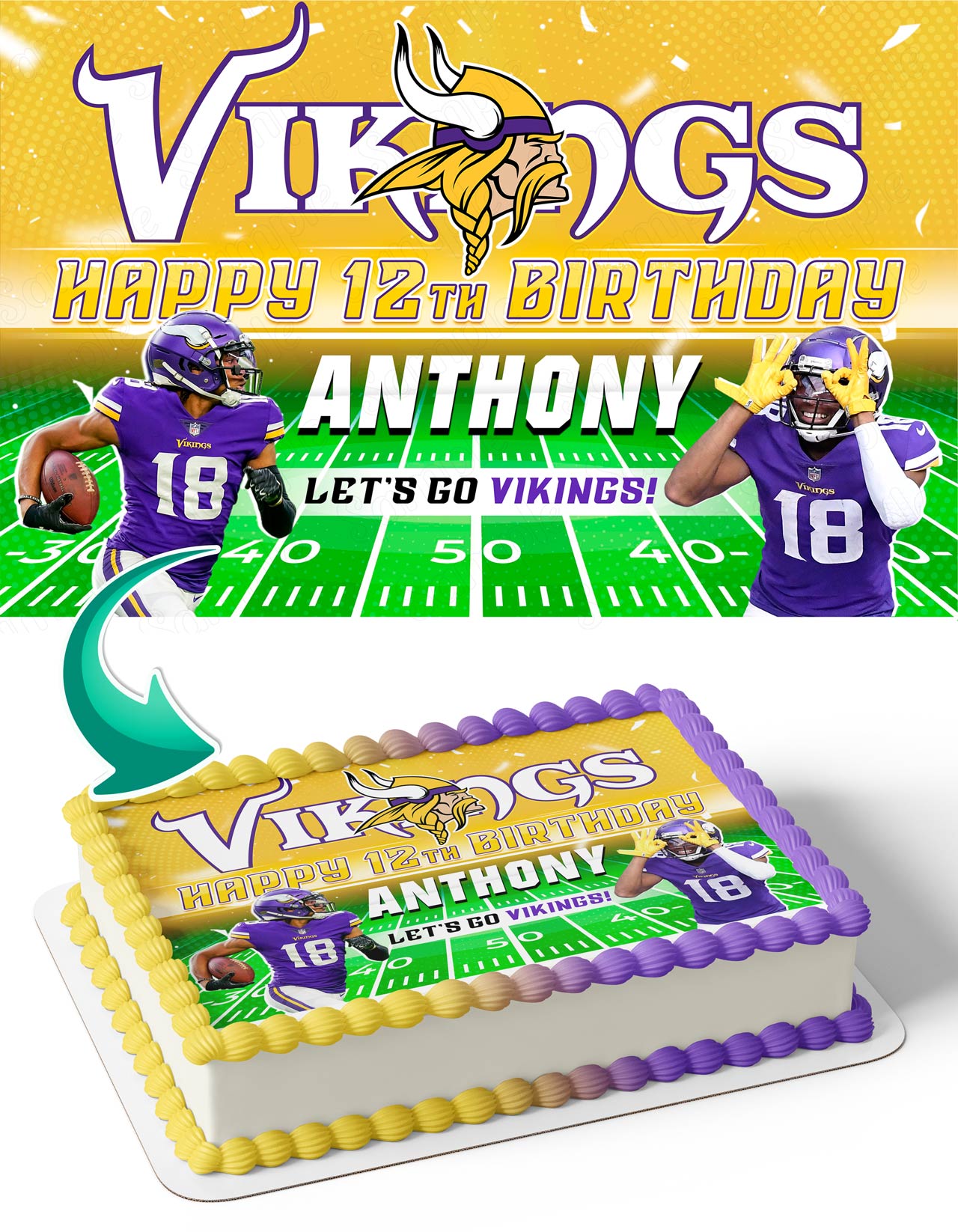 Justin Jefferson Minnesota Vikings Edible Cake Toppers Edible Cake