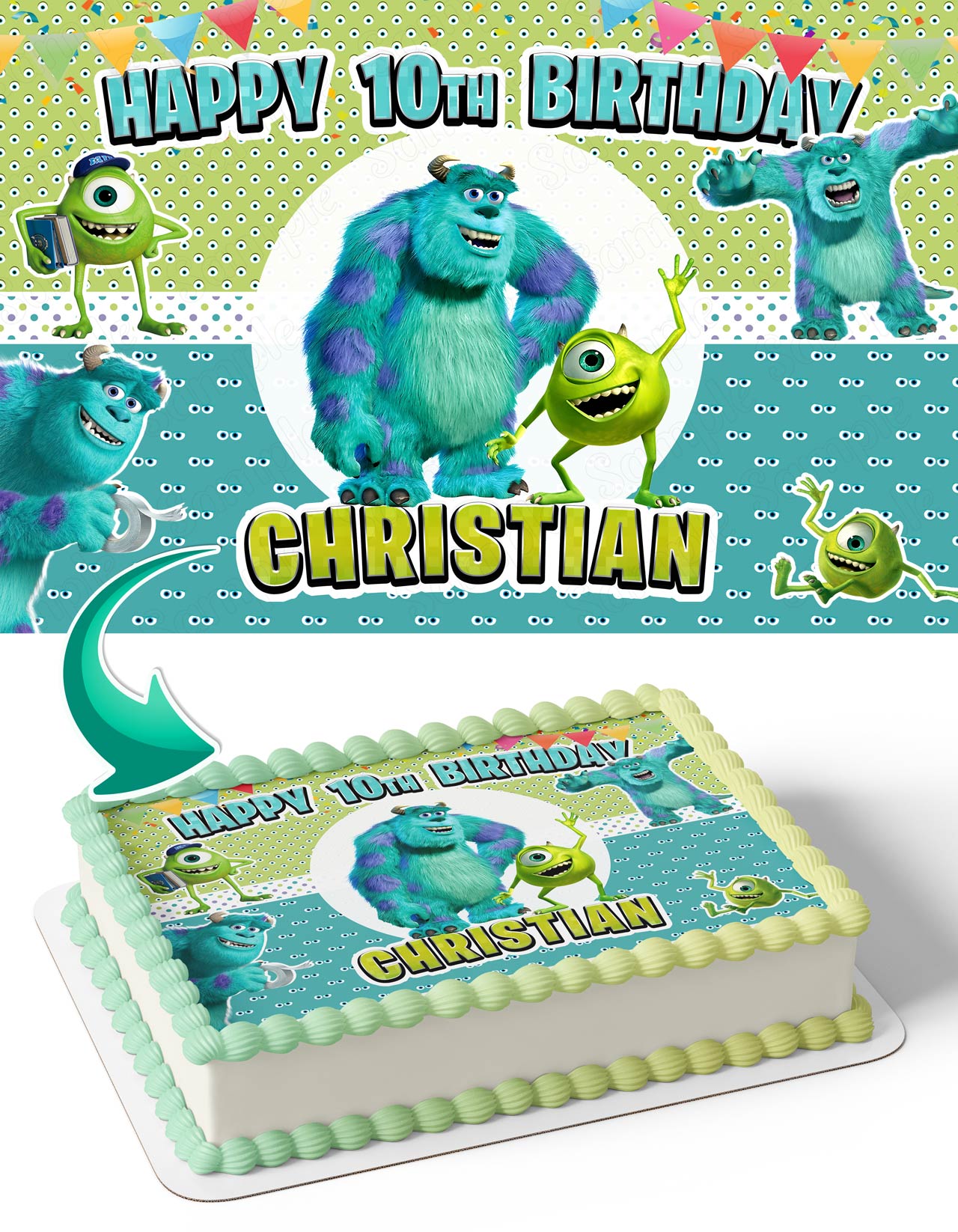 Monsters Inc James P Sullivan Mike Wazowski Edible Cake Toppers –  Ediblecaketopper