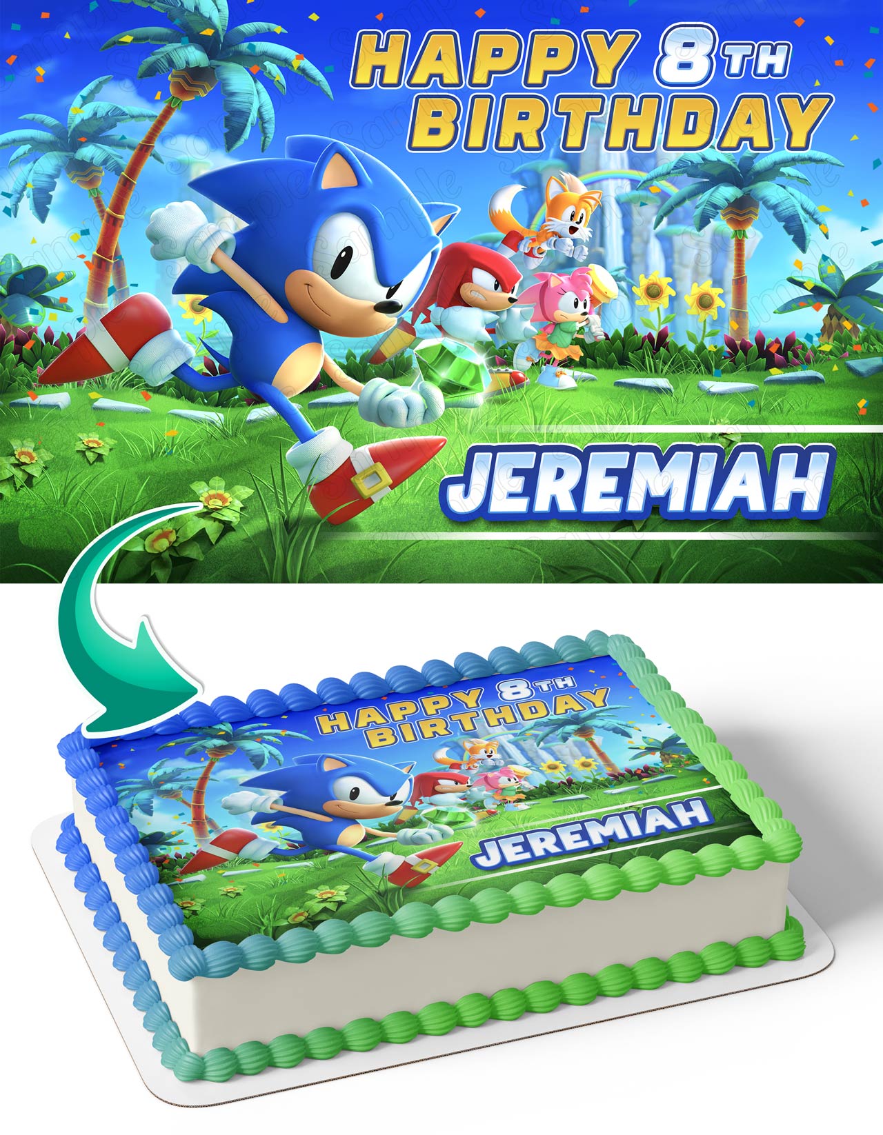 SONIC THE HEDGEHOG Edible Wafer Cake Topper & Cupcake Images – Party