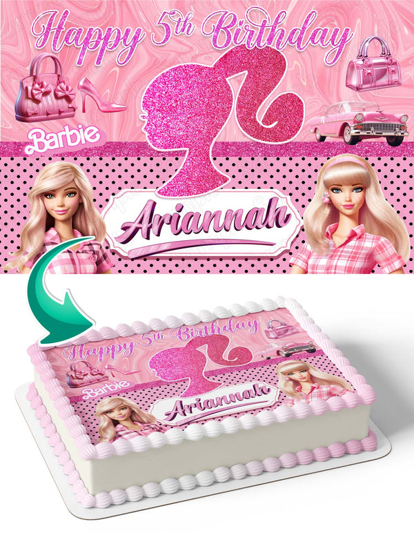 Barbie Barbi Girl Princess Cute Pink Edible Cake Toppers