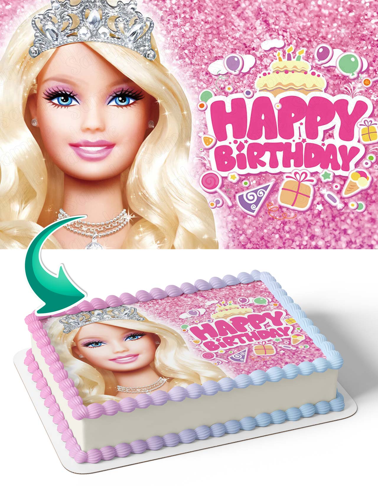 Barbie Princess Pink Glitterfondant Edible Cake Toppers Edible Cake