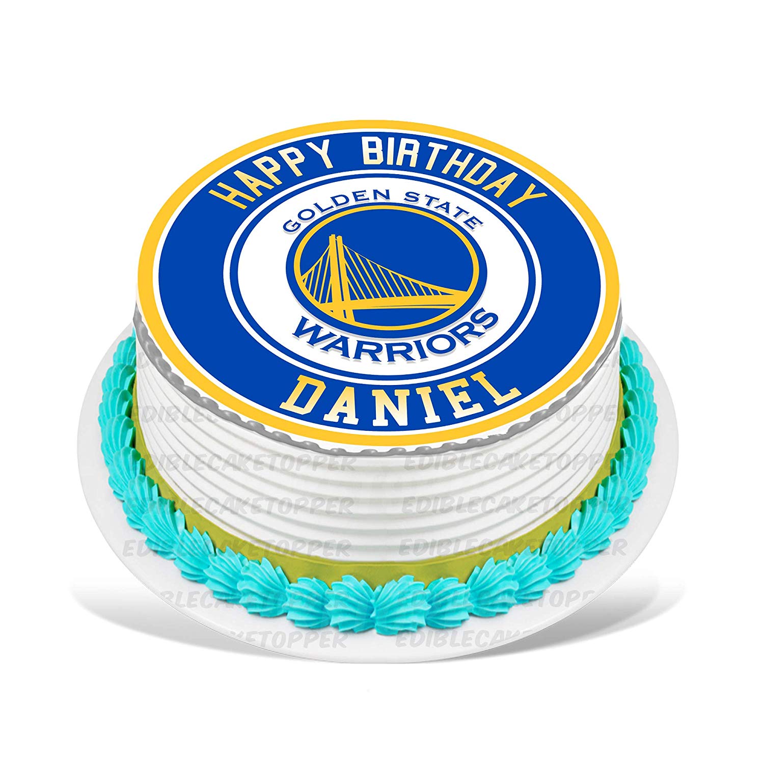 Personalised Golden Wedding Anniversary Cake Topper - Round, Edible Icing Sheet