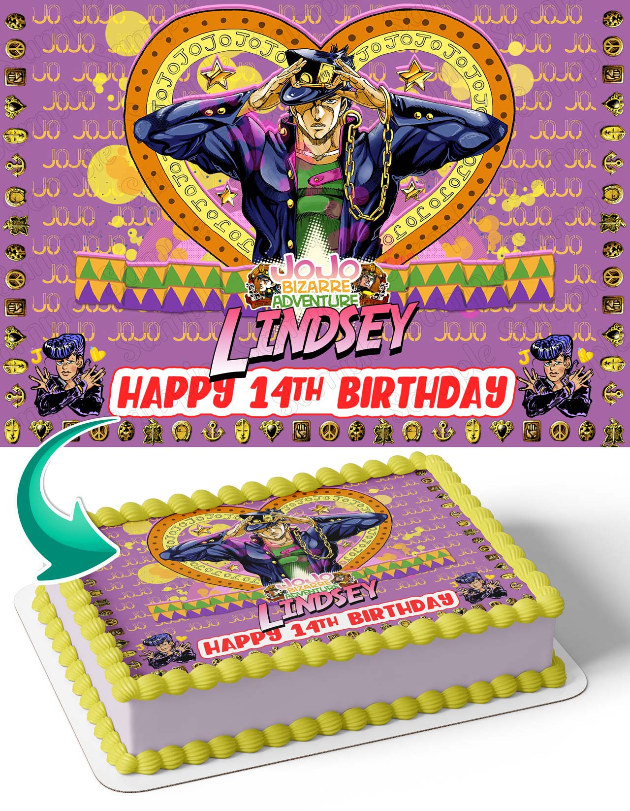 View of JoJo Bizarre Adventure OG Edible Cake Toppers – Ediblecaketopper