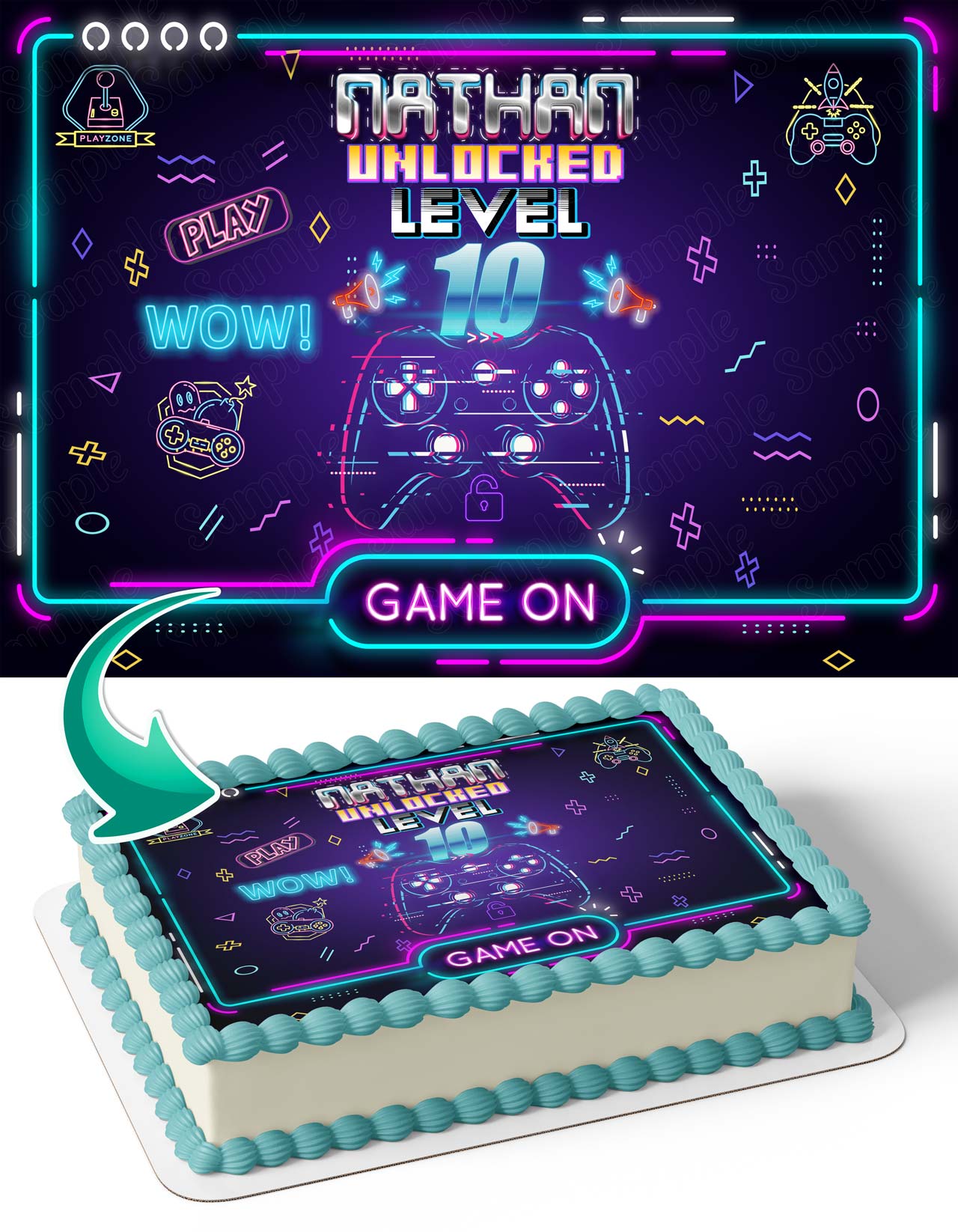 Level Unlocked Gamer GM Edible Cake Toppers Ediblecaketopper level-unlocked-gamer-gm-edible-cake-toppers-ediblecaketopper