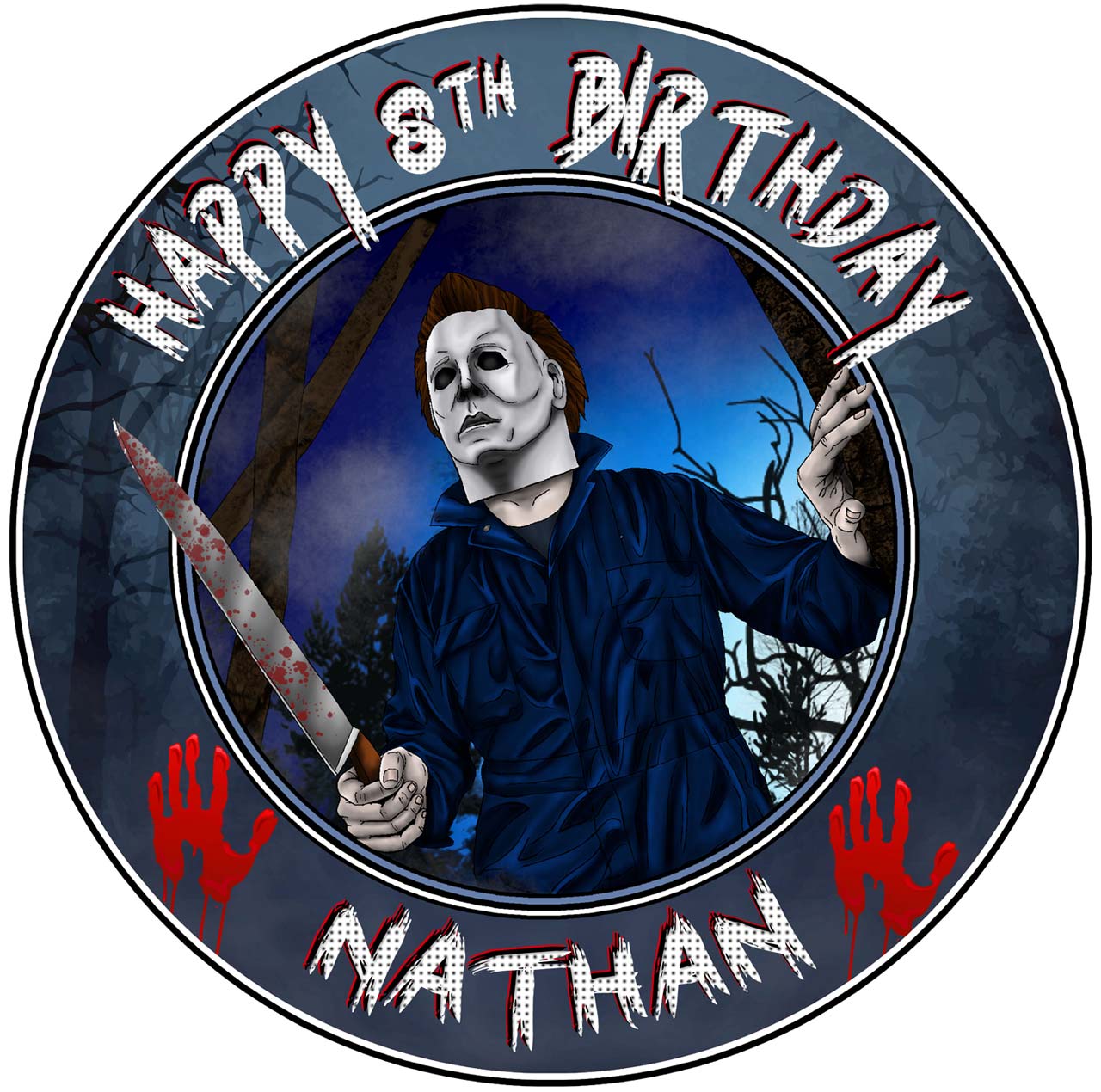 Michael Myers Edible Cake Toppers Round Edible Cake Topper Corp