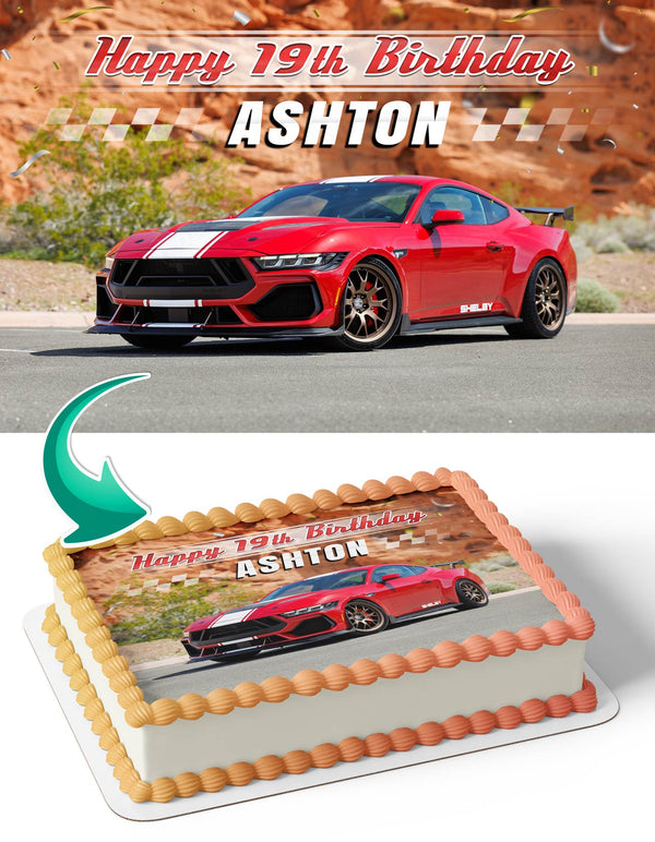 2024 Shelby Super Snake Mustang 2024 Red Edible Cake Toppers