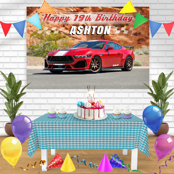 2024 Shelby Super Snake Mustang 2024 Red Bn Birthday Banner Personalized Party Backdrop Decoration