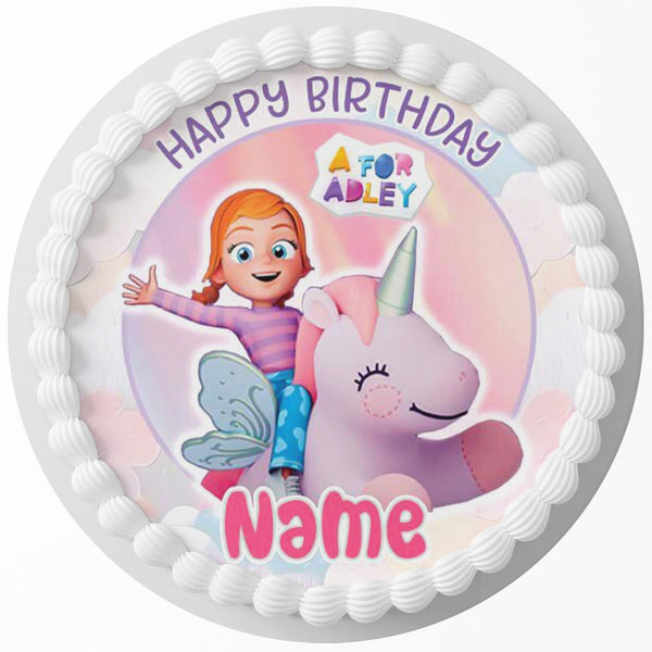 A for Adley Inspired Edible Cake Toppers Round