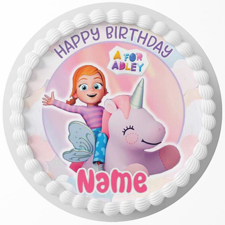 A for Adley Inspired Edible Cake Toppers Round