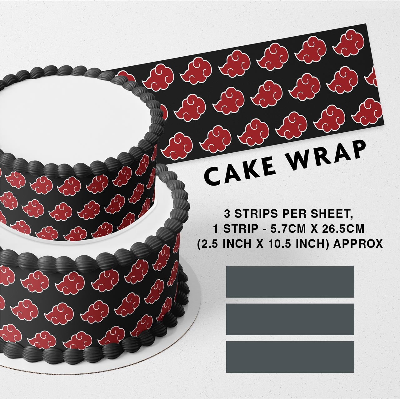 Akatsuki Naruto Pattern Strips Edible Cake Toppers Cake Wraps ...