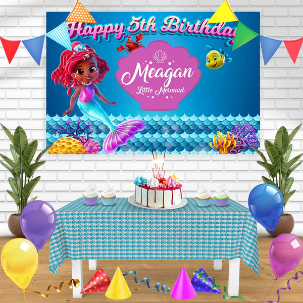 Ariel Mermaid Disney Jr Bn Birthday Banner Personalized Party Backdrop Decoration