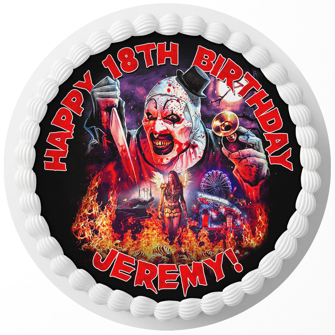Terrifier Cake Art the Clown Terrifier Edible Cake Toppers Round – Ediblecaketopper