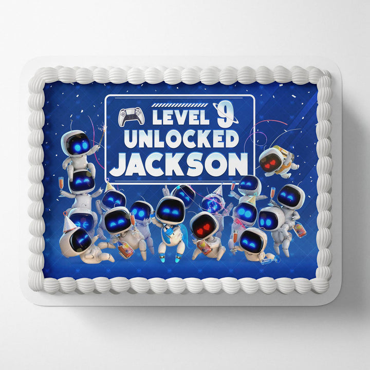 Astro Bot Captain Game Level Unlocked Edible Cake Toppers