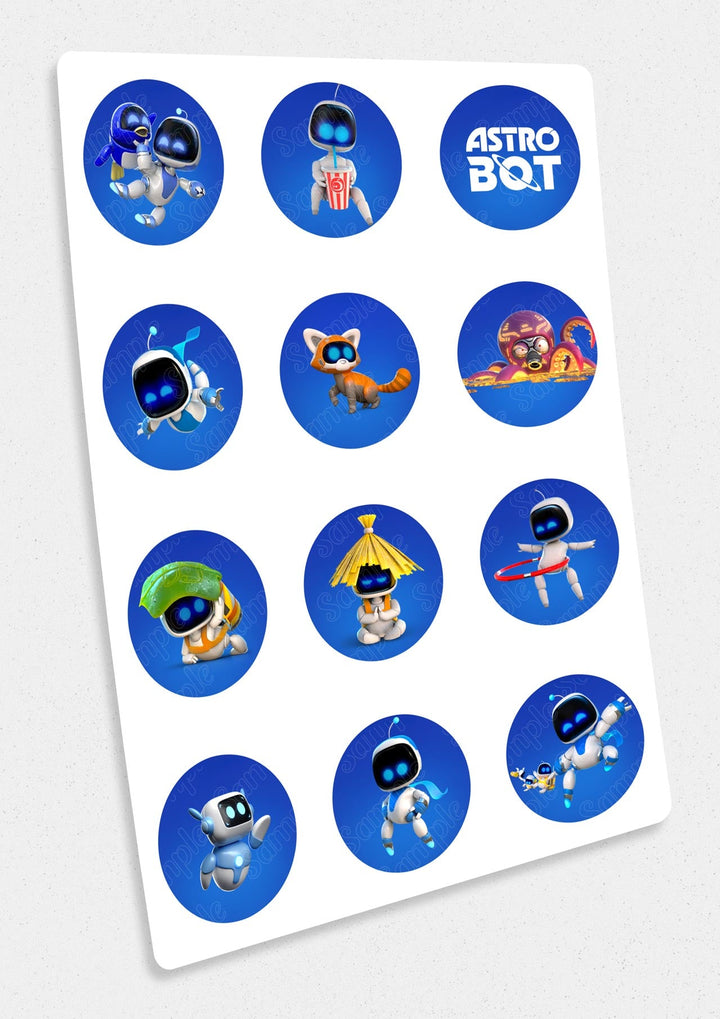 Astro Bot Game Edible Cupcake Toppers