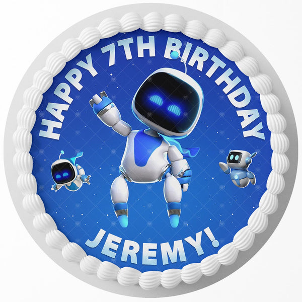 Astro Bot Game PS5 Edible Cake Toppers Round