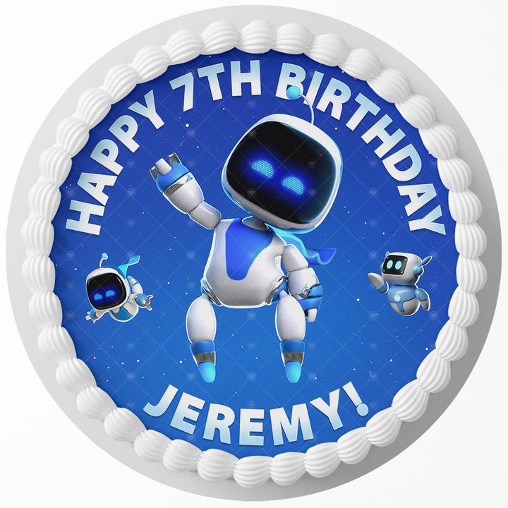 Astro Bot Game PS5 Edible Cake Toppers Round
