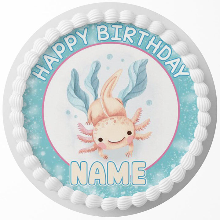 Axolotl R Edible Cake Toppers Round