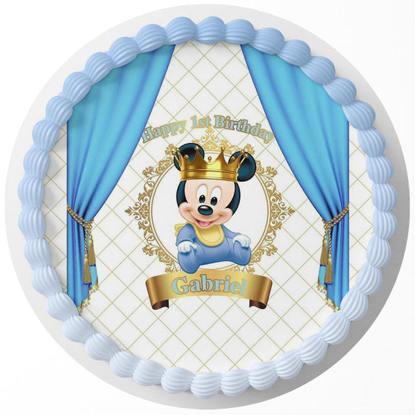 Baby Mickey Mouse Baby Shower Royal Edible Cake Toppers Round