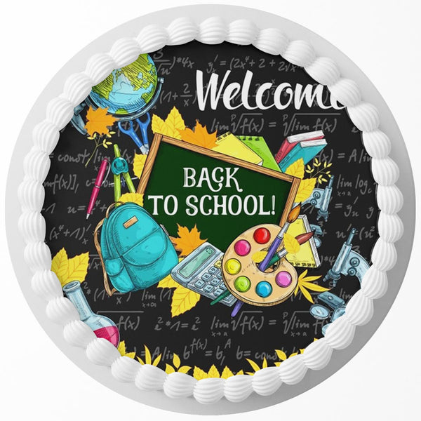 Back To School R Edible Cake Toppers Round