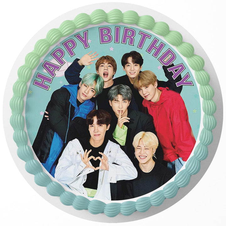 Bangtan Boys BTS SK Boy Band Edible Cake Toppers Round