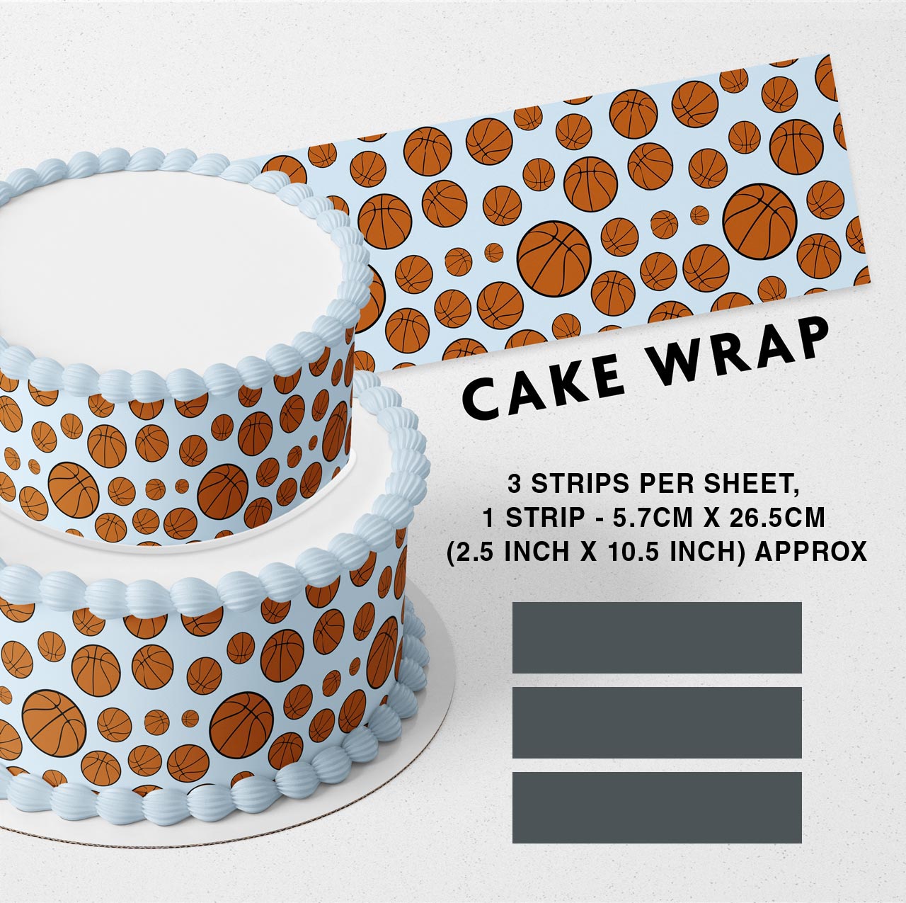 Basketball Pattern Strips Edible Cake Toppers Cake Wraps – Ediblecaketopper