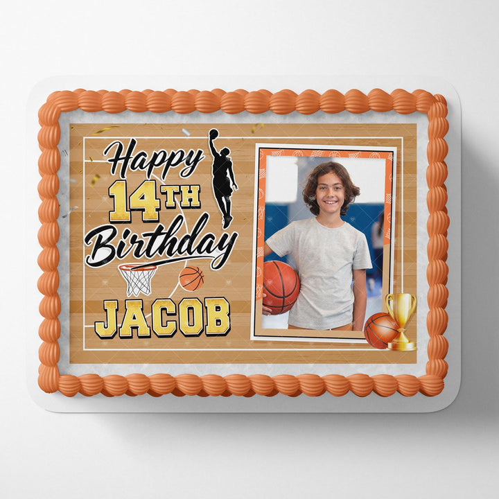 Basketball Sport School Custom Photo Photo Frame Edible Cake Topper Image