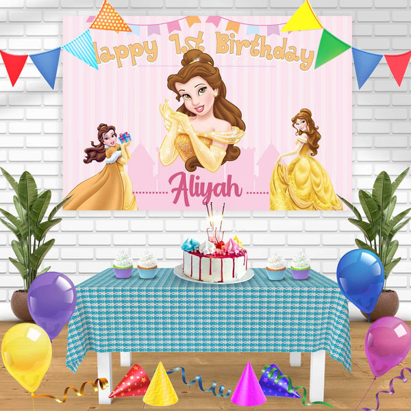 Beauty Princes Bella Birthday Banner Personalized Party Backdrop Decoration