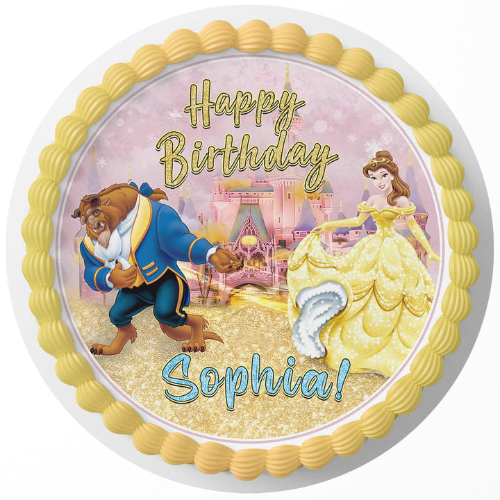 Beauty and the Beast Rd Edible Cake Toppers Round