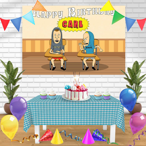 Beavis and butthead BB Bn Birthday Banner Personalized Party Backdrop Decoration