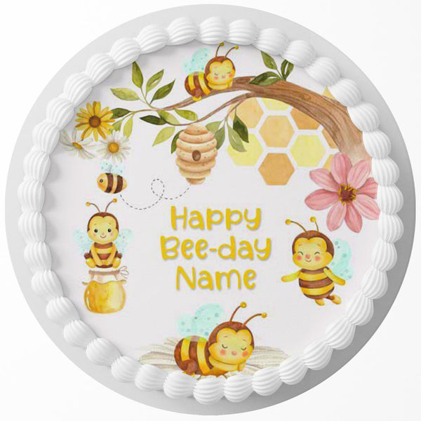 Bee Themed Edible Cake Toppers Round