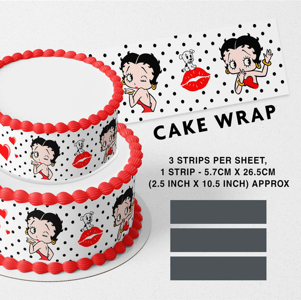 Betty Boop Black Dots Strips Edible Cake Toppers Cake Wraps