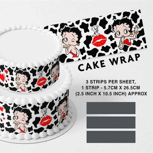 Betty Boop Cown Print Strips Edible Cake Toppers Cake Wraps