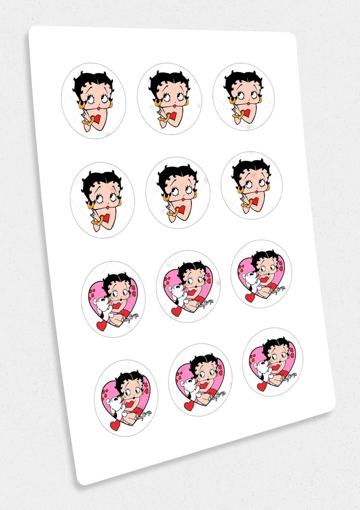 Betty Boop Dog Heart Edible Cupcake Toppers