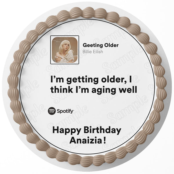 Billie Eilish Happier Than Ever Older BE Edible Cake Toppers Round