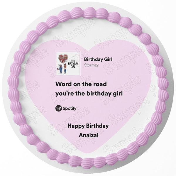 Birthday Girl Stormzy Word on the Road H Edible Cake Toppers Round
