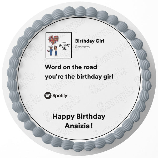 Birthday Girl Stormzy Word on the Road L Edible Cake Toppers Round