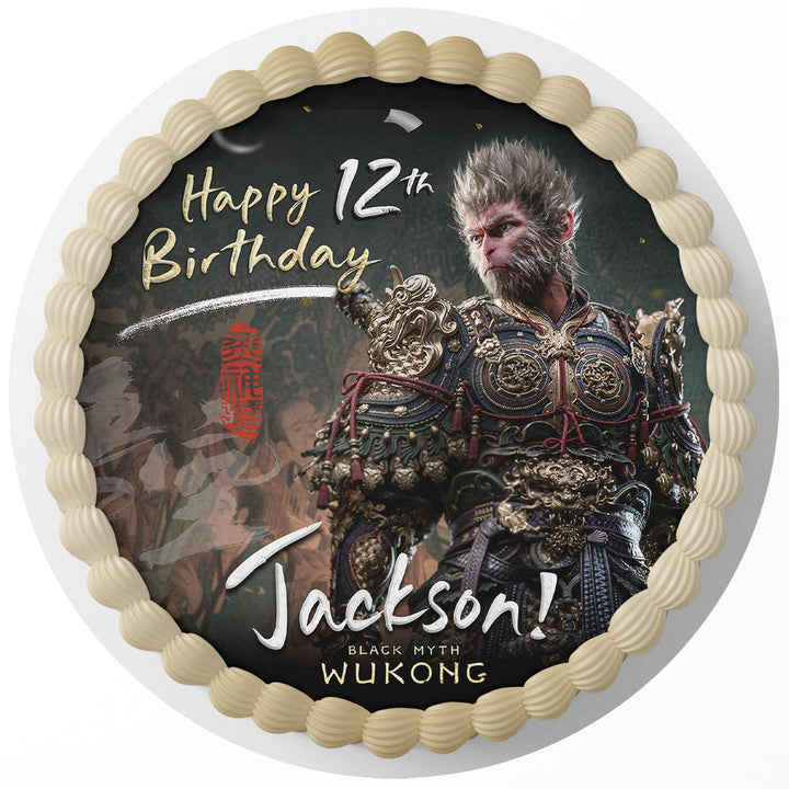 Black Myth Wukong Rd Edible Cake Toppers Round