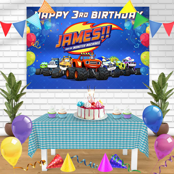 Blaze and the Monster Machines BMM Bn Birthday Banner Personalized Party Backdrop Decoration